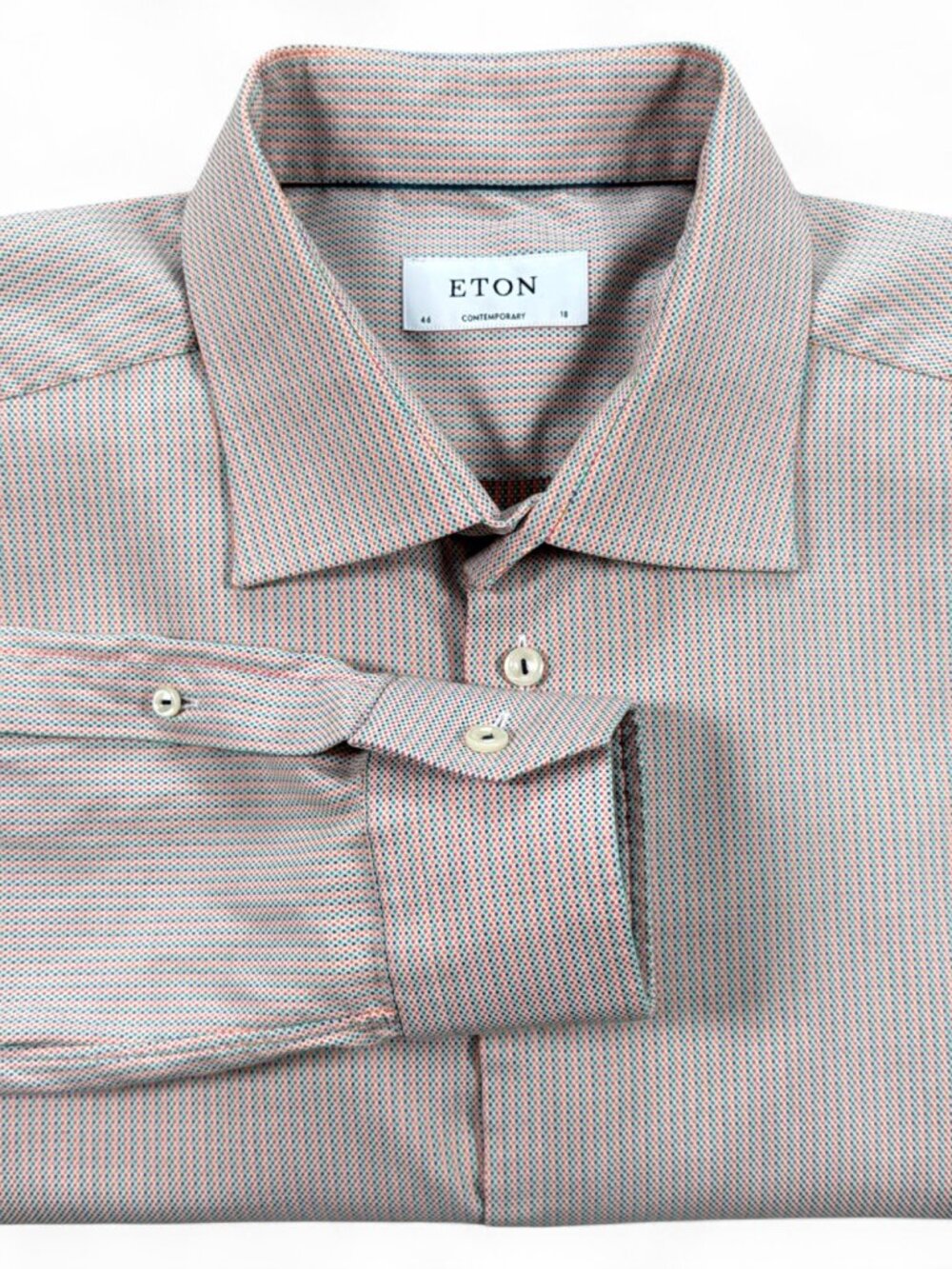 Eton Contemporary Mens Dress Shirt 46/18 Multicolor Cotton